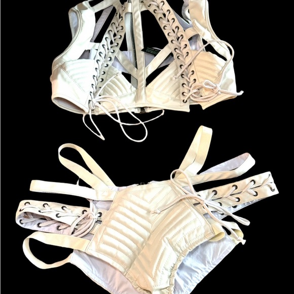 Rave / festival outfit set, cage, strappy, lace up, edgy, dancer - Picture 1 of 4